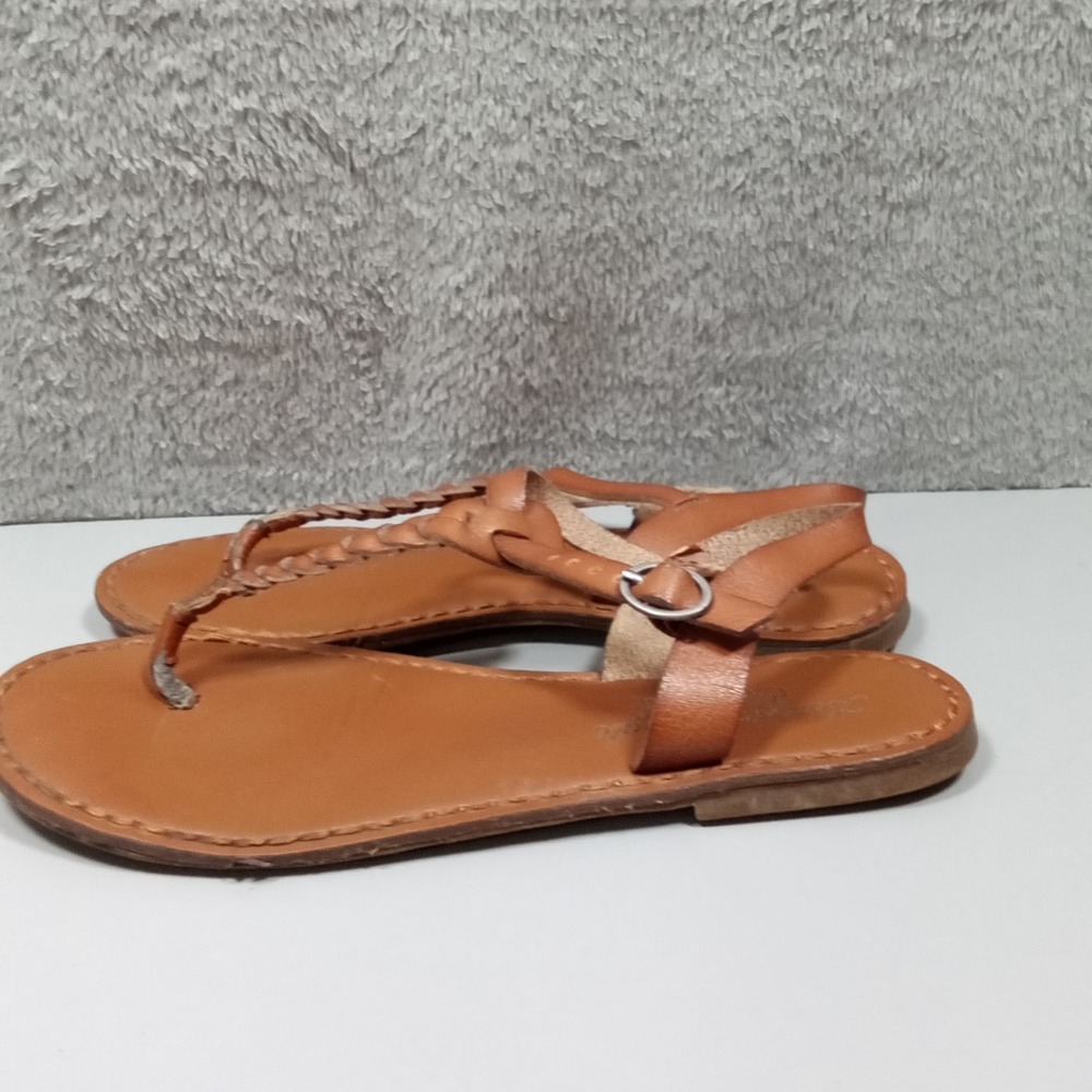 American Eagle Outfitters Womens Braided Thong Sandals Cognac Brown Size 6